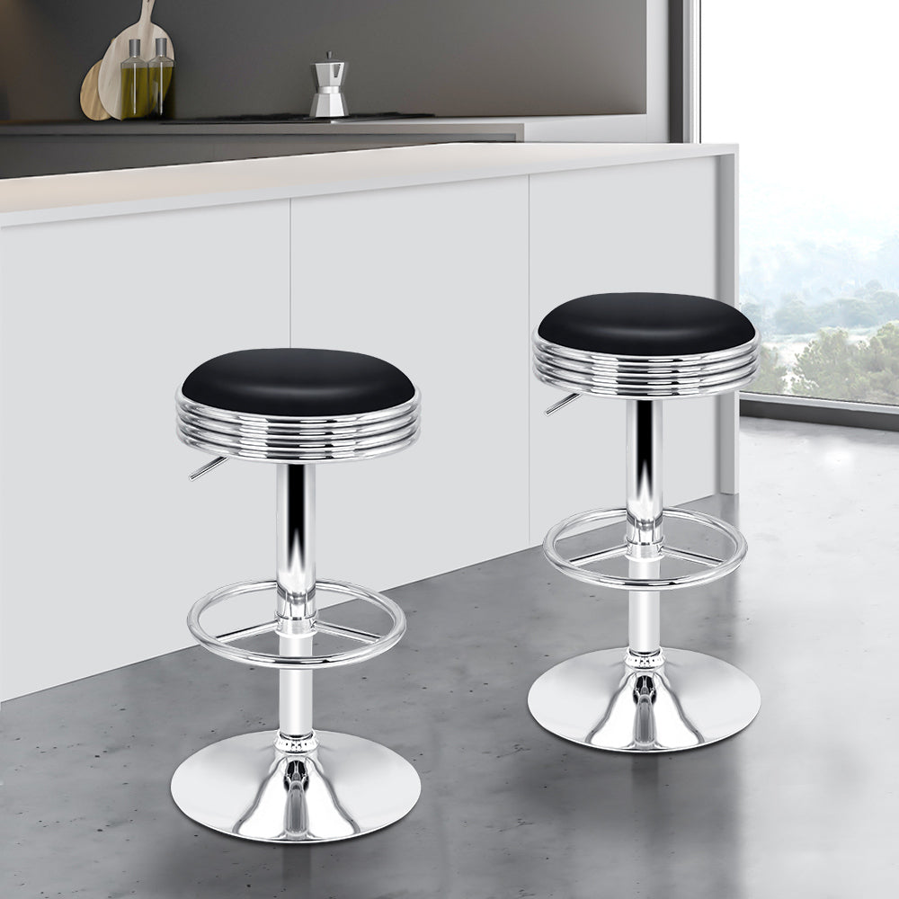 ALFORDSON Set of 2 Sade Bar Stools (Black)