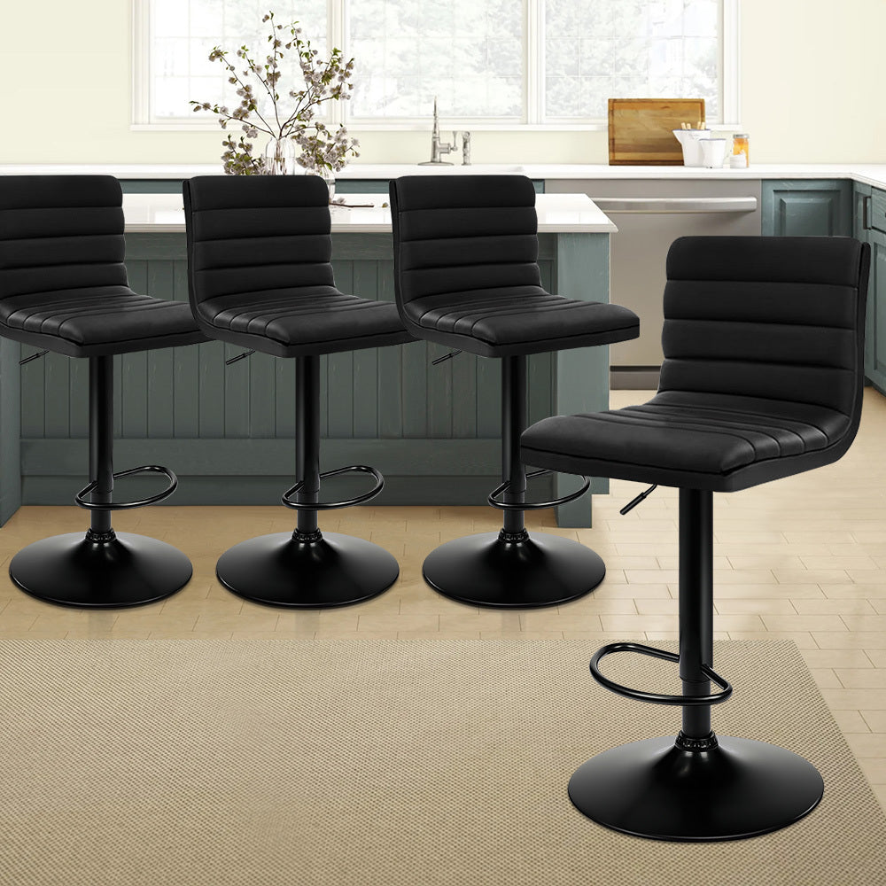 ALFORDSON Set of 4 Ruel Bar Stools (All Black)