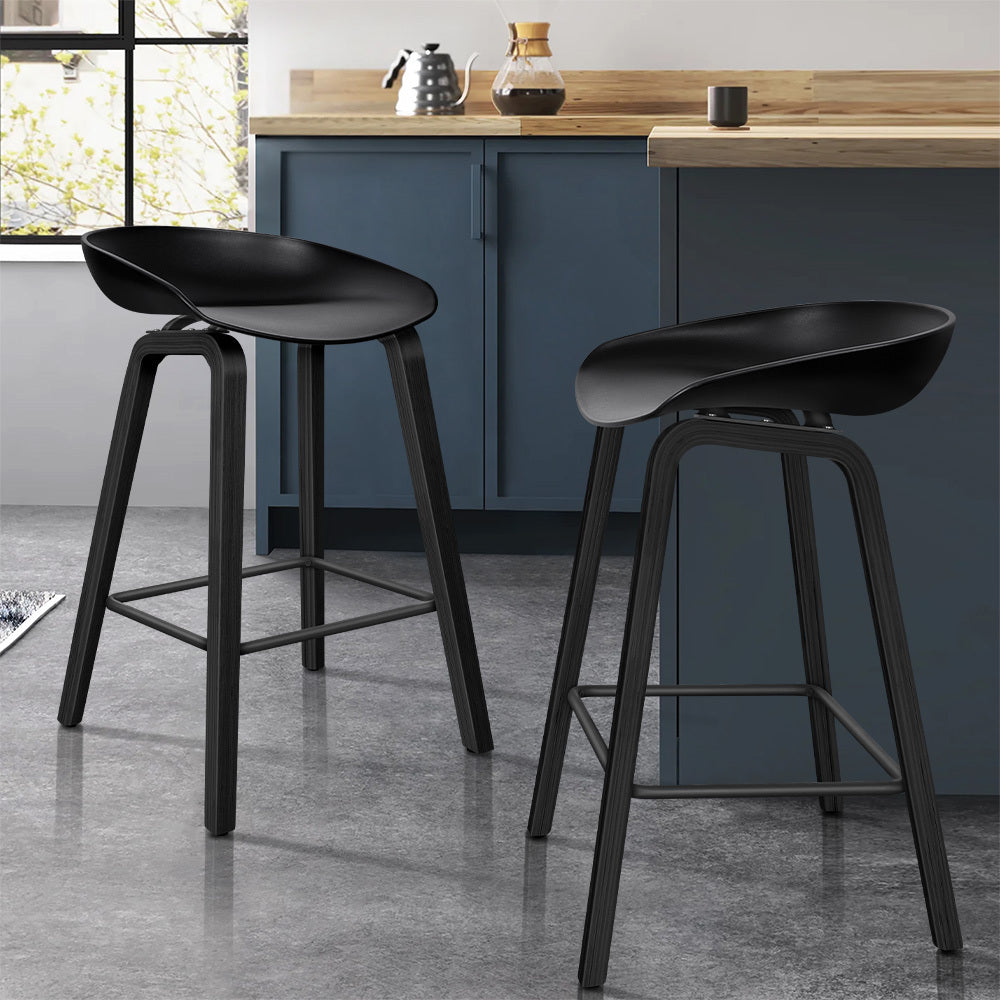 ALFORDSON Set of 2 Wade Bar Stools (All Black)