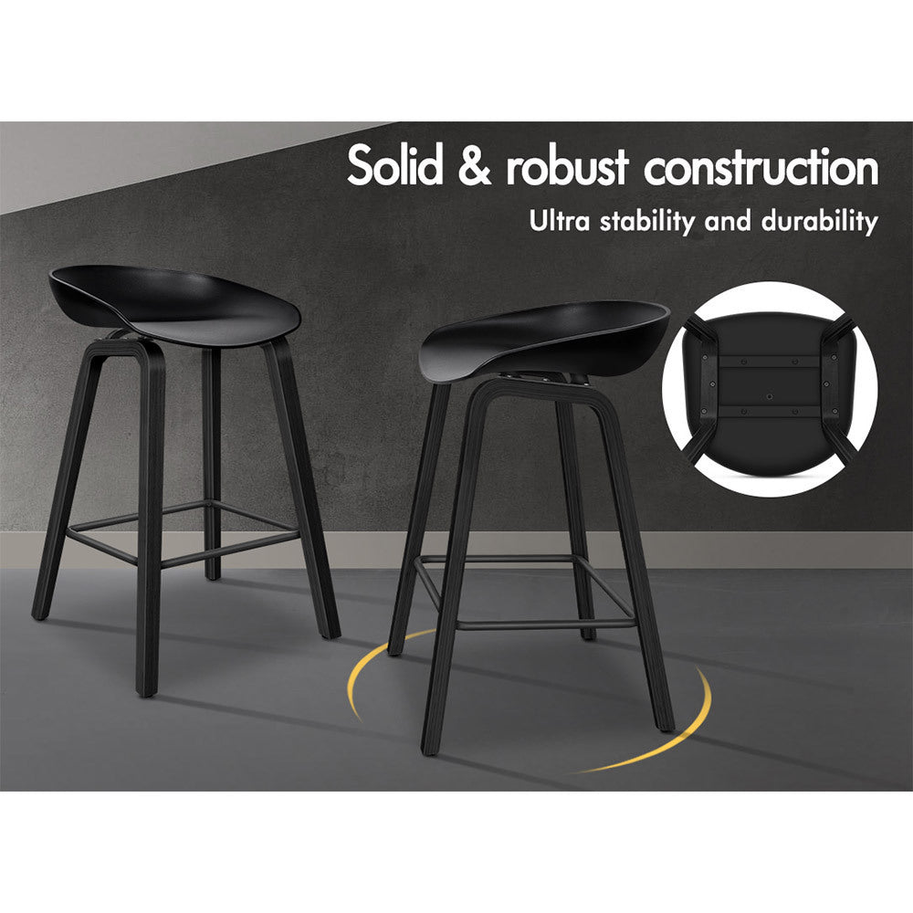 ALFORDSON Set of 2 Wade Bar Stools (All Black)