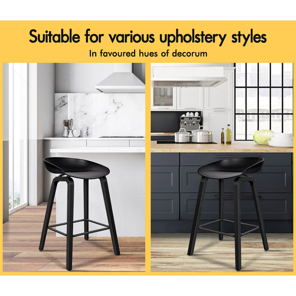 ALFORDSON Set of 2 Wade Bar Stools (All Black)