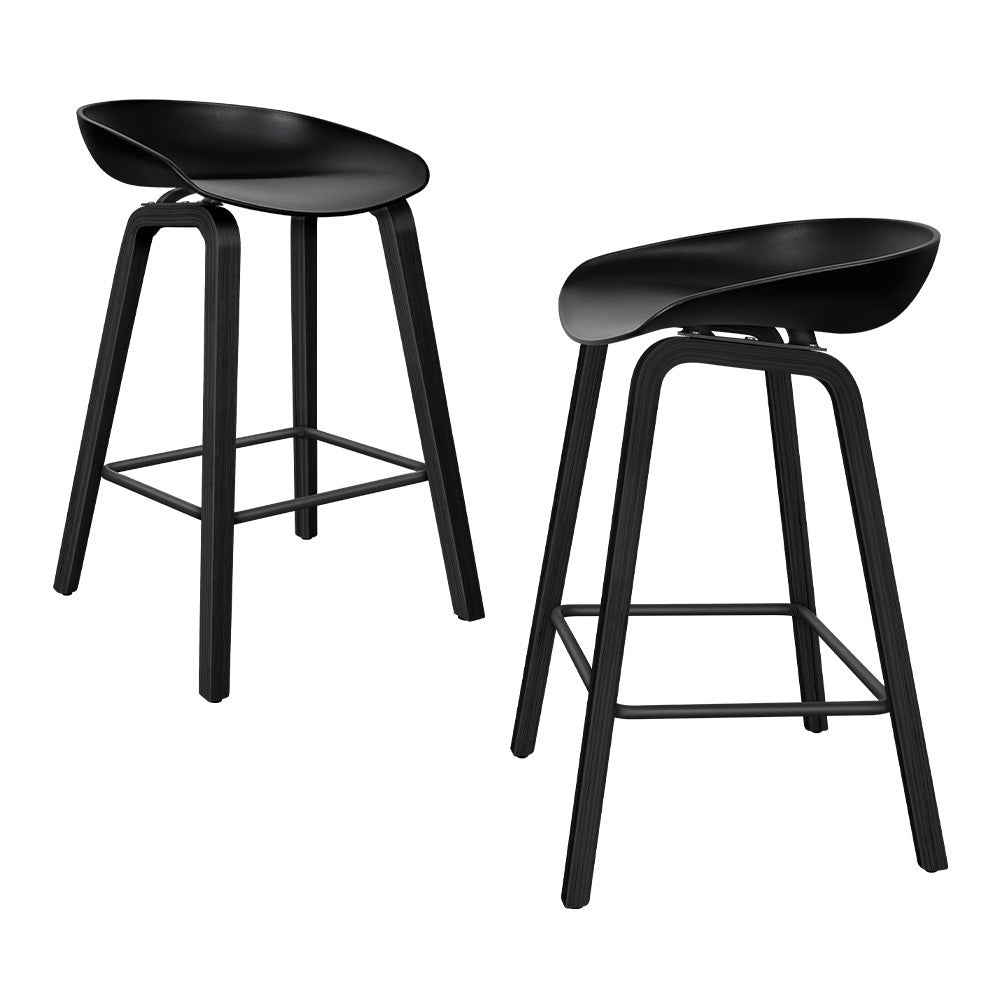 ALFORDSON Set of 2 Wade Bar Stools (All Black)