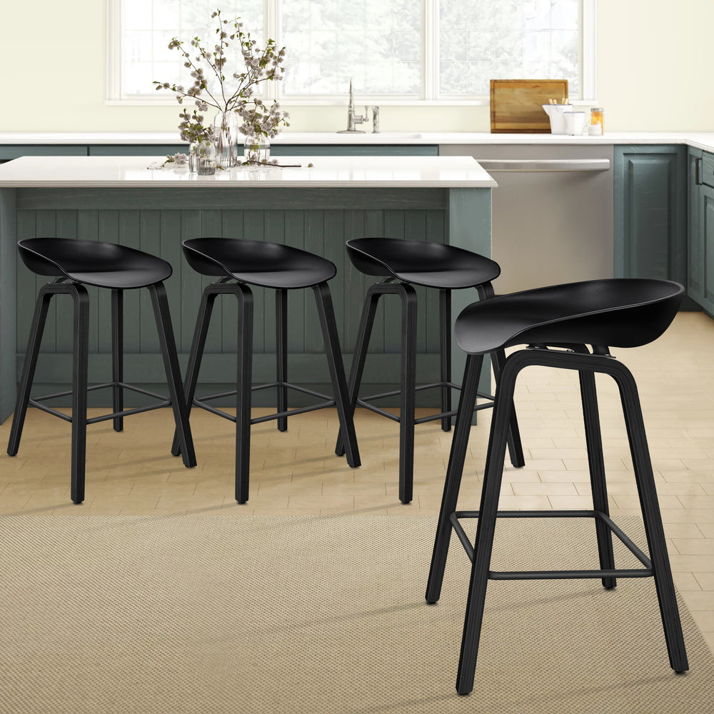 ALFORDSON Set of 4 Wade Bar Stools (All Black)