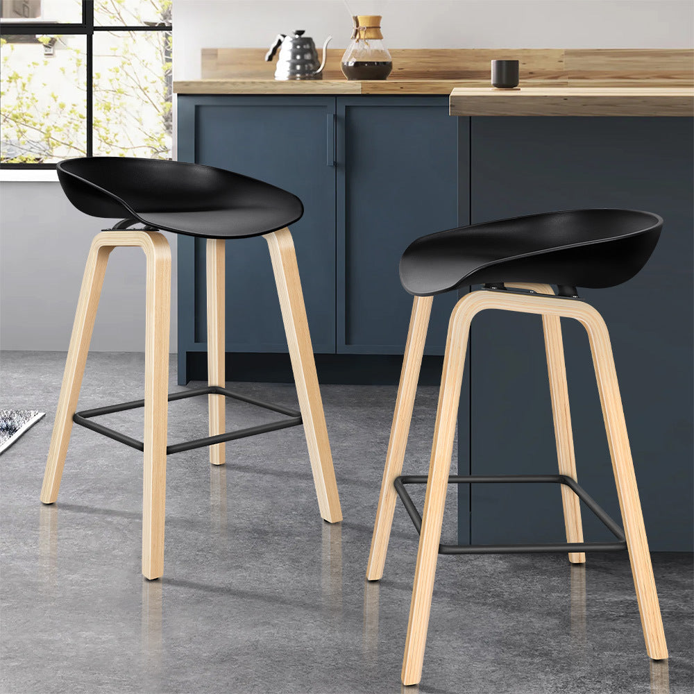 ALFORDSON Set of 2 Wade Bar Stools (Black)