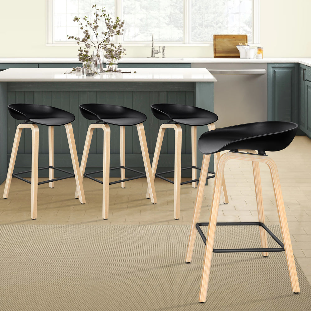 ALFORDSON Set of 4 Wade Bar Stools (Black)