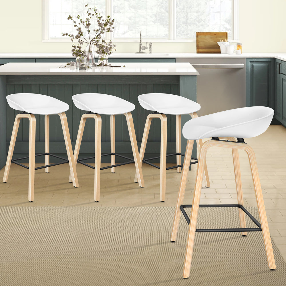 ALFORDSON Set of 4 Wade Bar Stools (White)