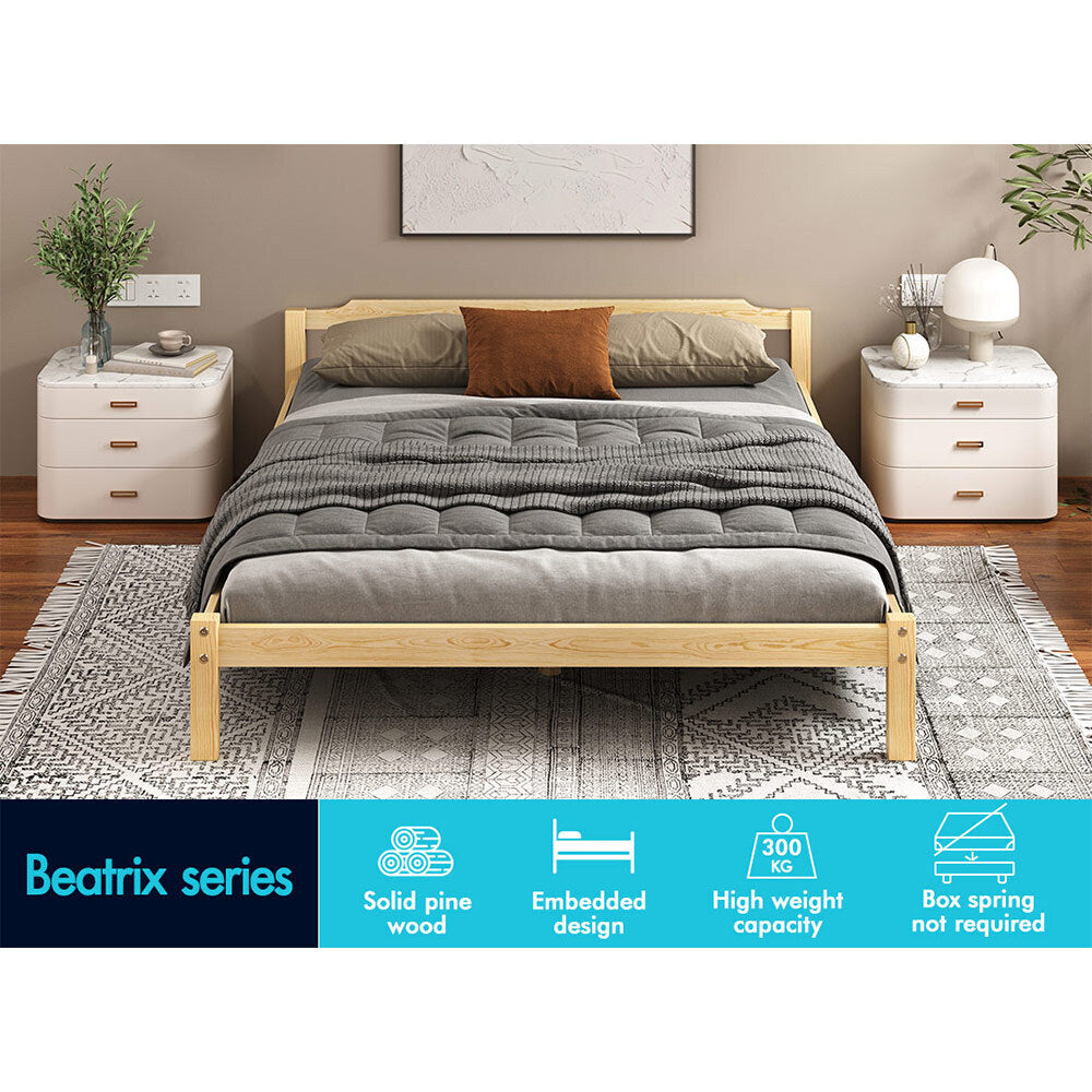 ALFORDSON Bed Frame Wooden Timber Queen Size Mattress Base Platform Beatrix Oak