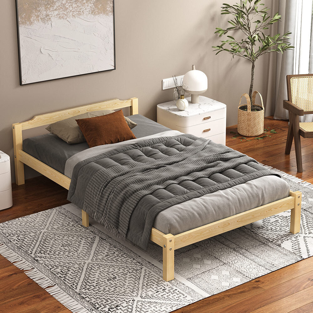 ALFORDSON Bed Frame Wooden Timber Single Size Mattress Base Platform Beatrix Oak