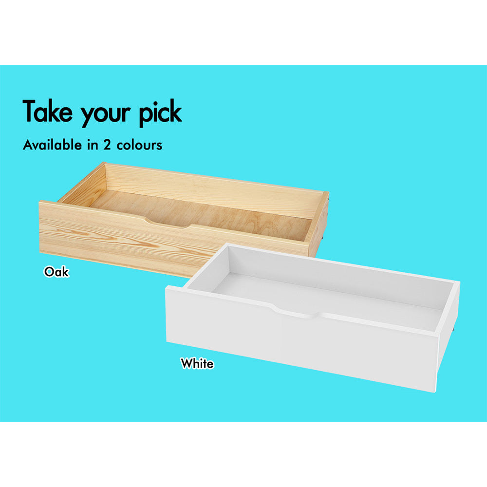 ALFORDSON 2x Storage Drawers Trundle for Wooden Bed Frame Base Timber Oak