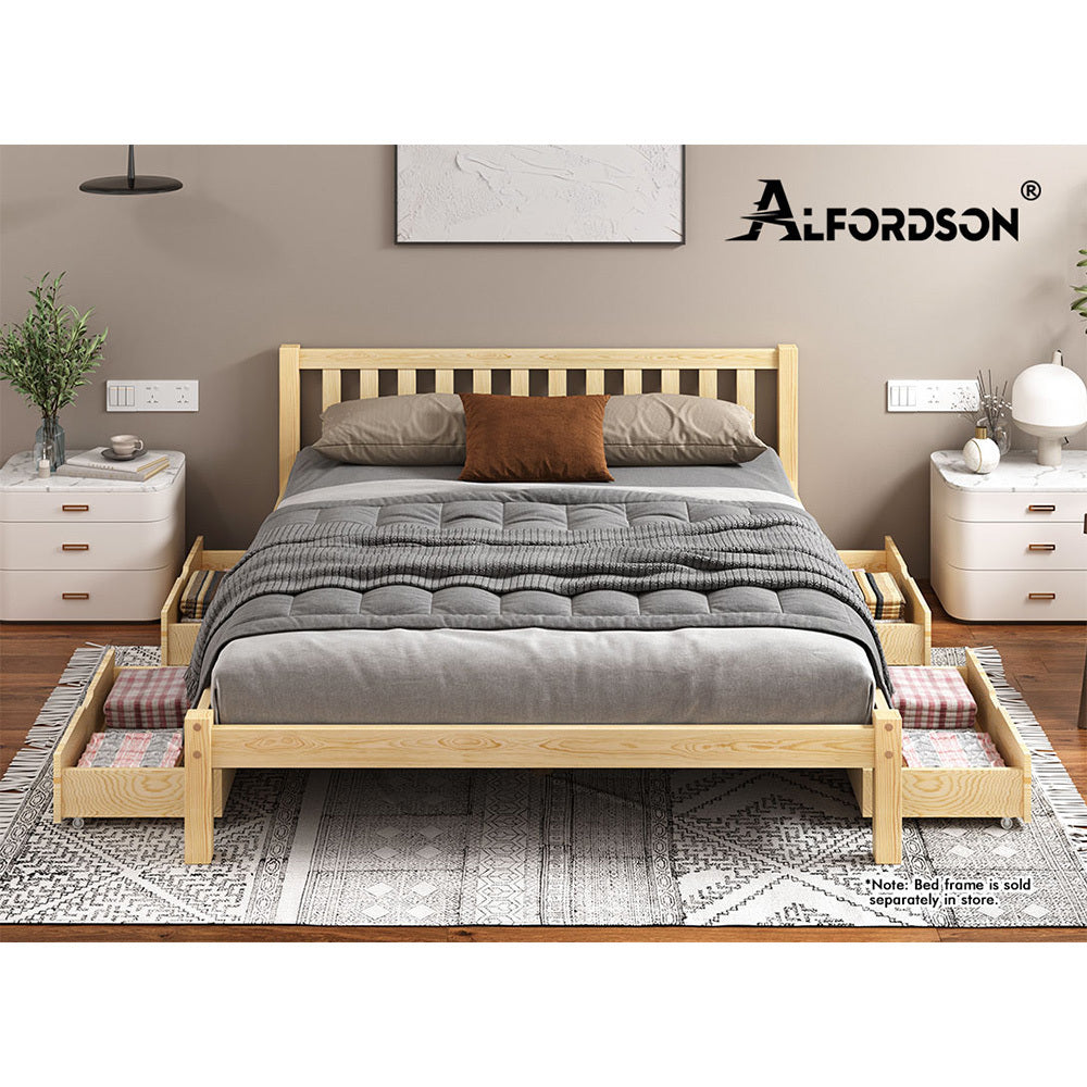ALFORDSON 2x Storage Drawers Trundle for Wooden Bed Frame Base Timber Oak