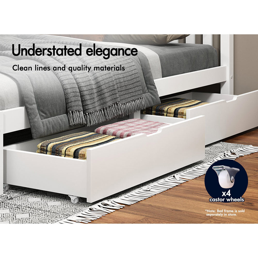 ALFORDSON 2x Storage Drawers Trundle for Wooden Bed Frame Base Timber White
