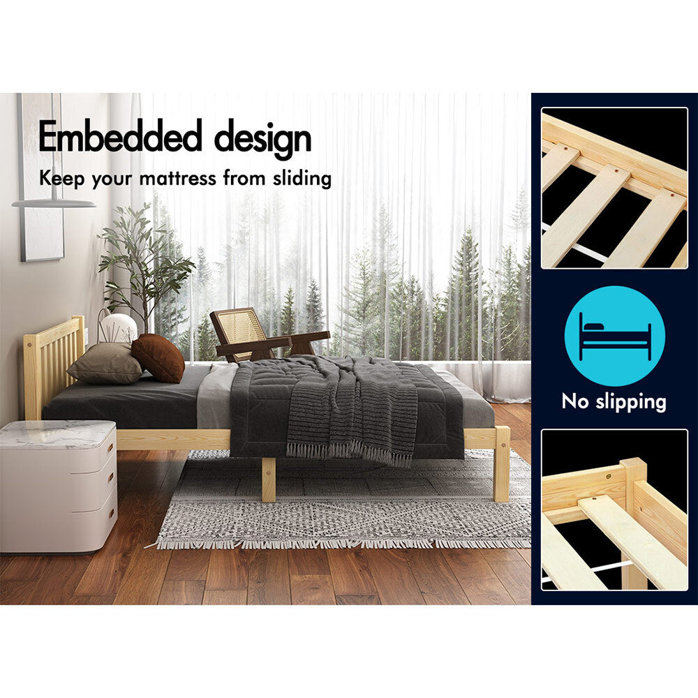 ALFORDSON Bed Frame Wooden Timber King Single Mattress Base Platform Fenella Oak