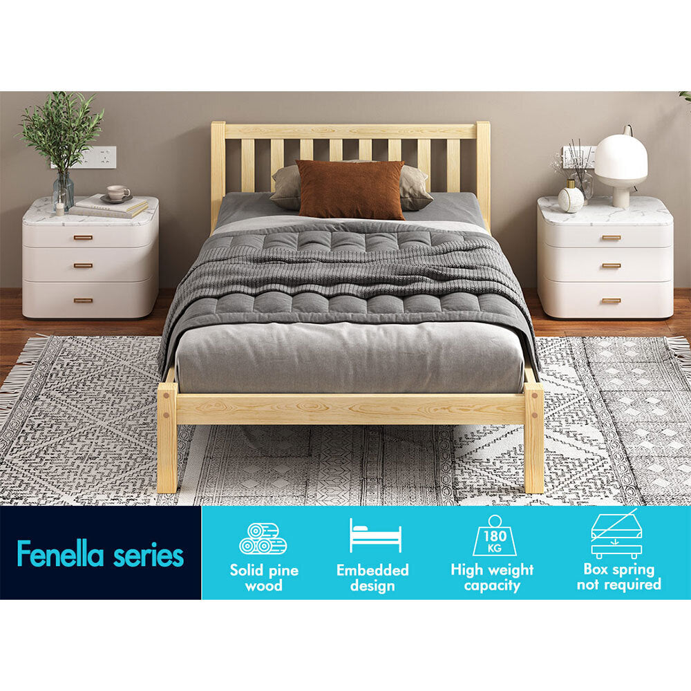 ALFORDSON Bed Frame Wooden Timber Single Size Mattress Base Platform Fenella Oak