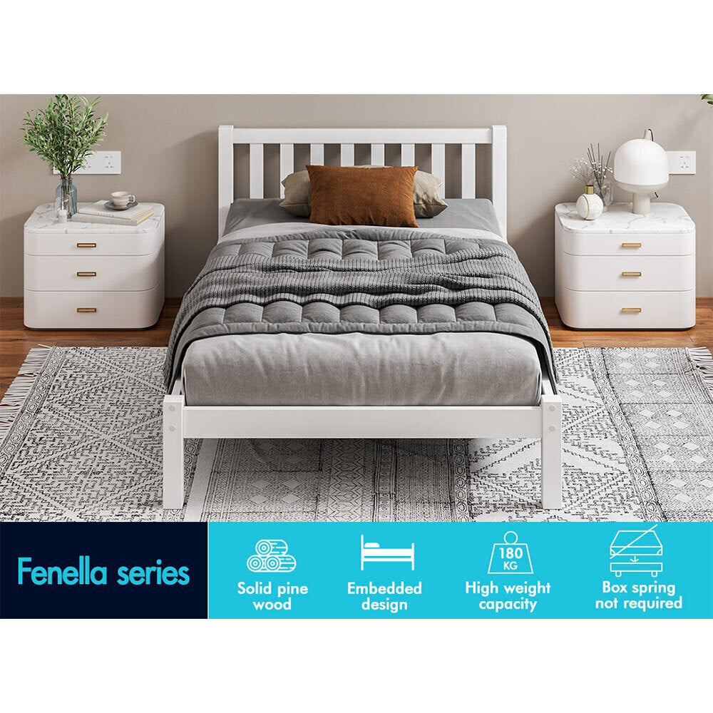 ALFORDSON Bed Frame Wooden Timber Single Size Mattress Base Platform Fenella