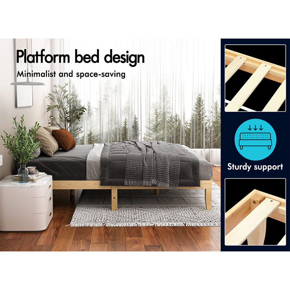 ALFORDSON Bed Frame Wooden Timber Double Size Mattress Base Platform Pramod Oak