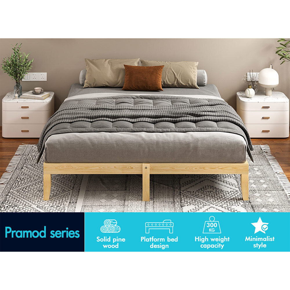 ALFORDSON Bed Frame Wooden Timber King Size Mattress Base Platform Pramod Oak