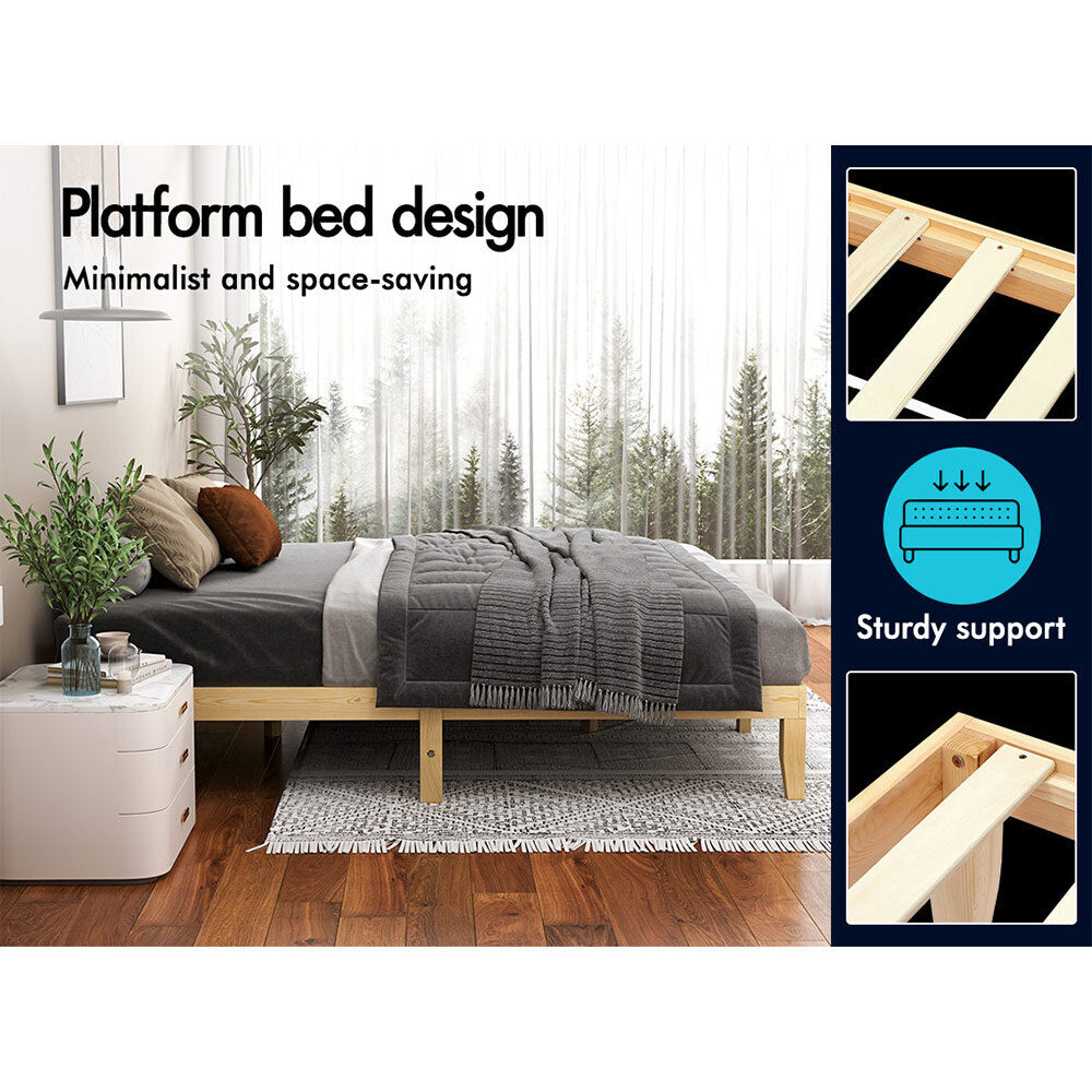 ALFORDSON Bed Frame Wooden Timber King Size Mattress Base Platform Pramod Oak