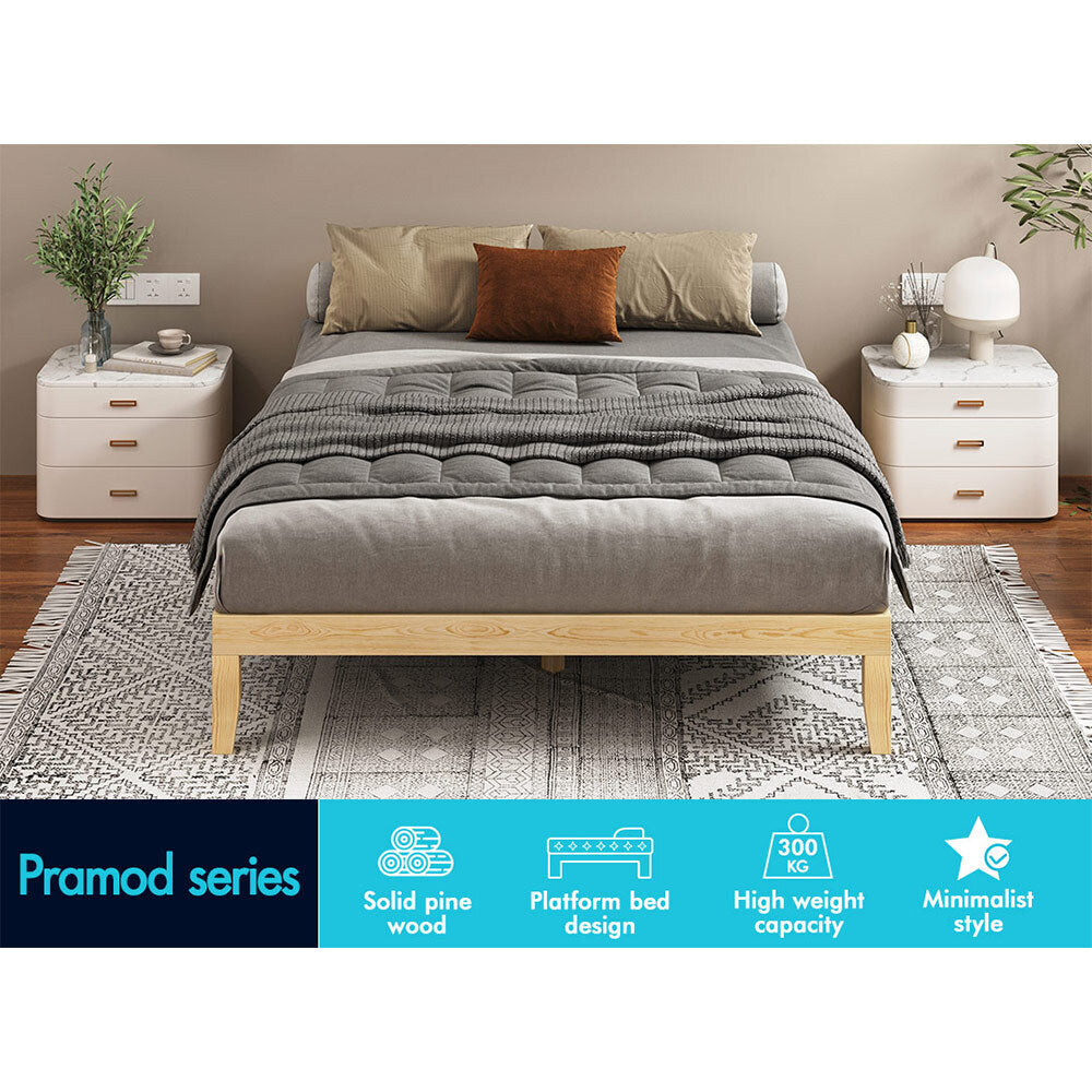 ALFORDSON Bed Frame Wooden Timber Queen Size Mattress Base Platform Pramod Oak