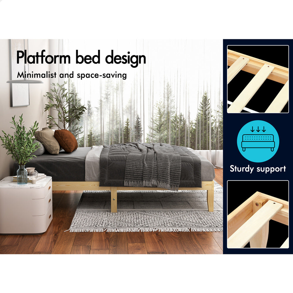 ALFORDSON Bed Frame Wooden Timber Single Size Mattress Base Platform Pramod Oak