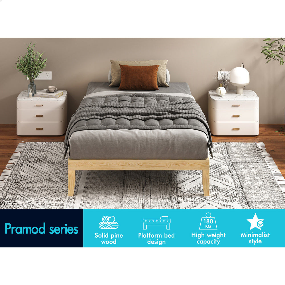 ALFORDSON Bed Frame Wooden Timber Single Size Mattress Base Platform Pramod Oak