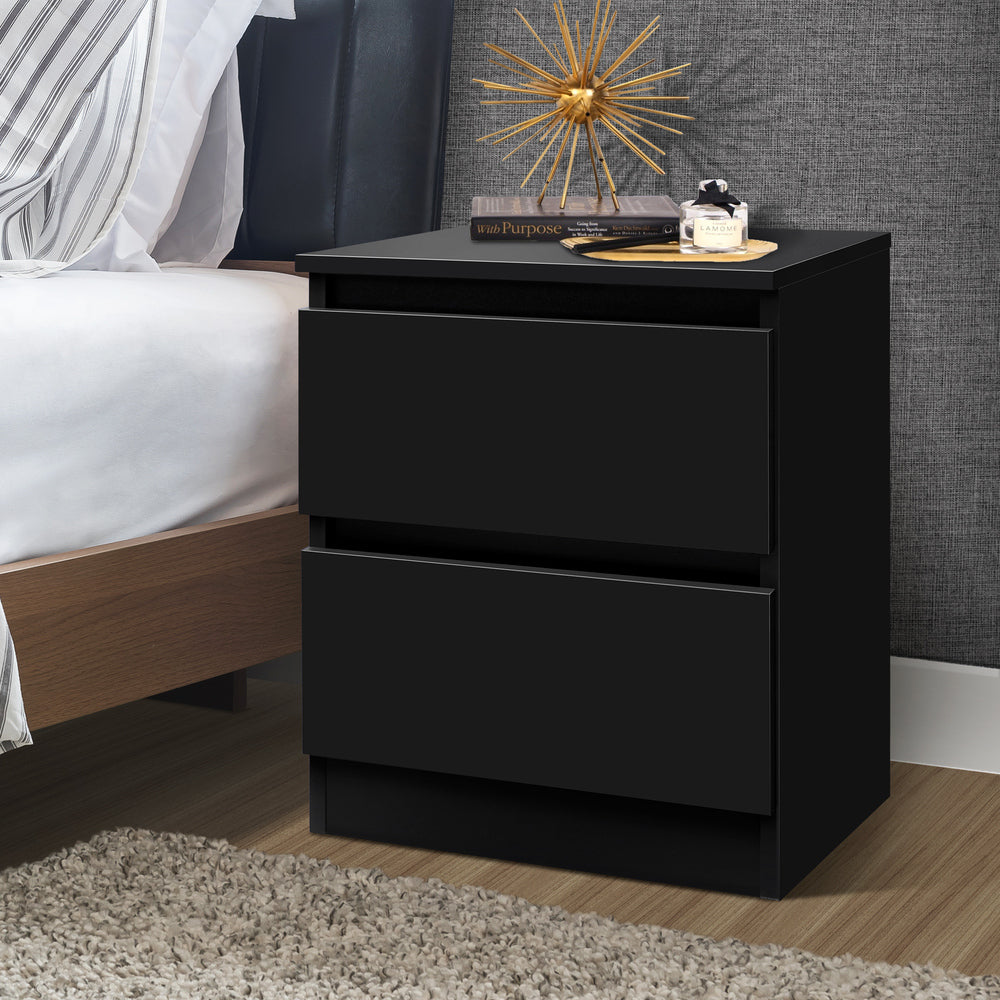 ALFORDSON Bedside Table - Meg Handle-free Nightstand (Black)