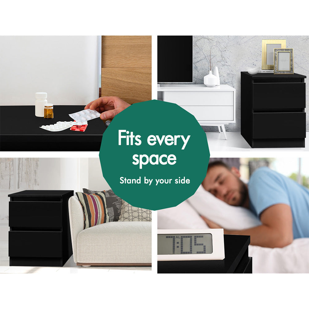 ALFORDSON Bedside Table - Meg Handle-free Nightstand (Black)