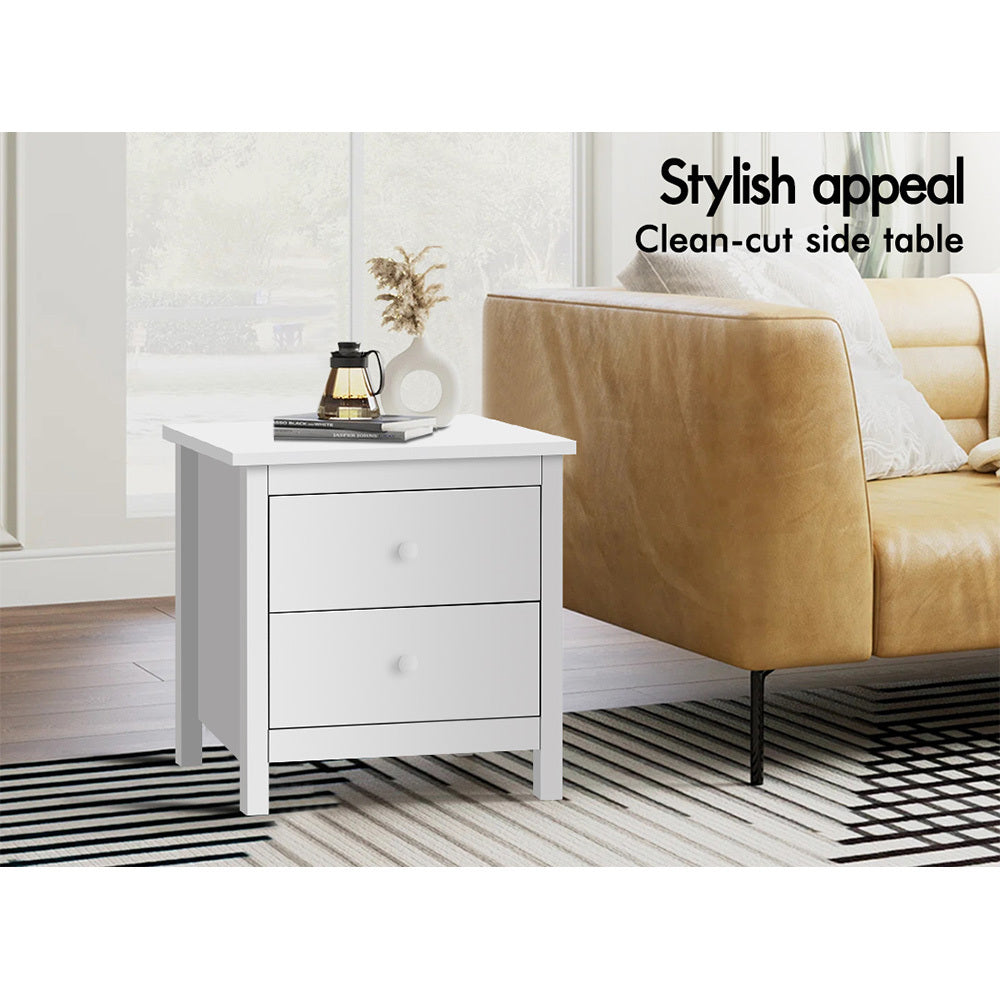 ALFORDSON Bedside Table - Meg Handle-free Nightstand (White)