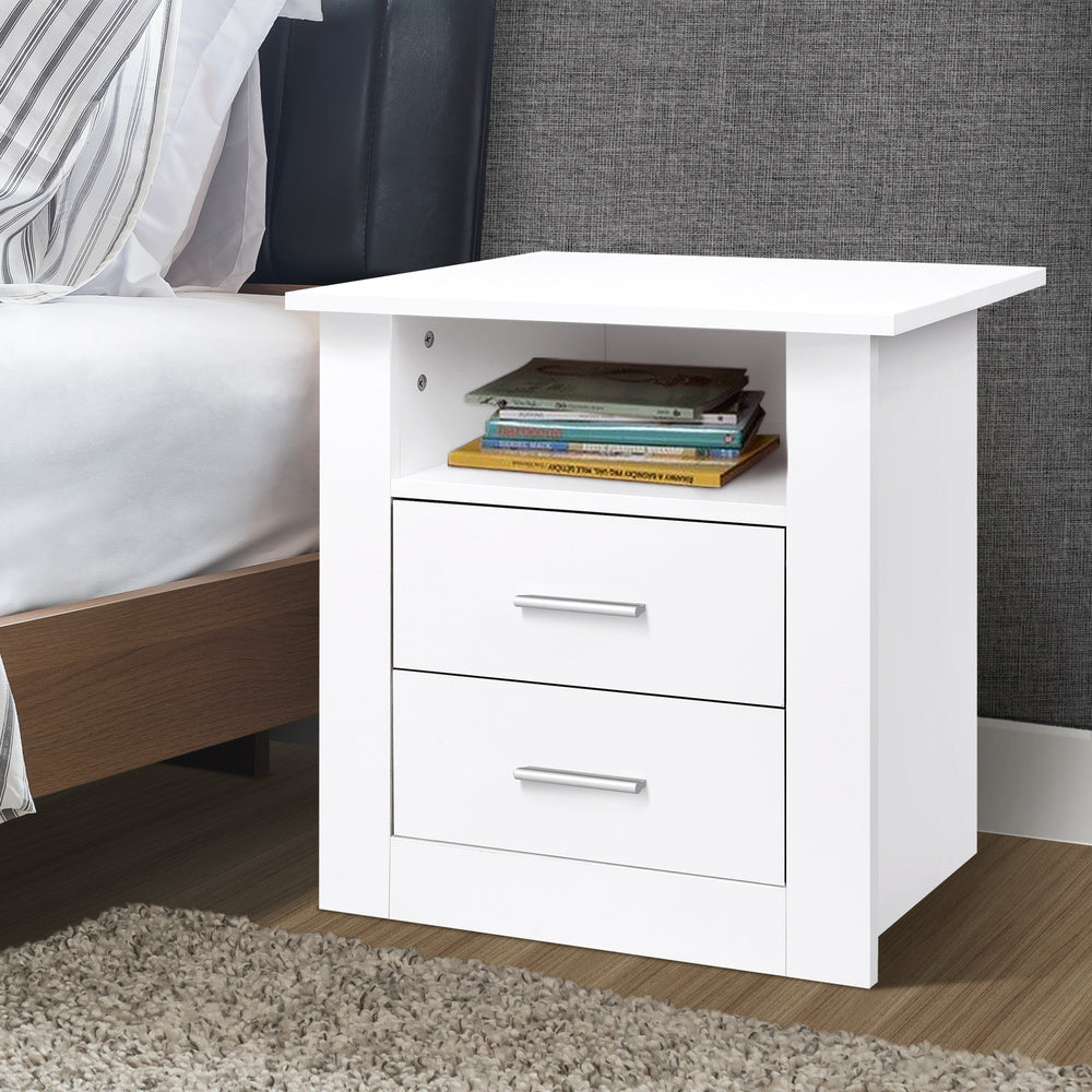 ALFORDSON Bedside Table - Aurel Clean-lined Nightstand (White)