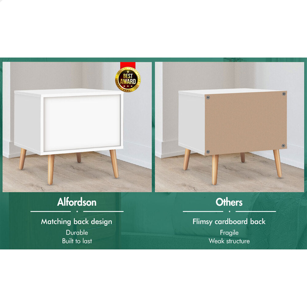 ALFORDSON Bedside Table Nightstand Side Storage Cabinet Scandinavian White