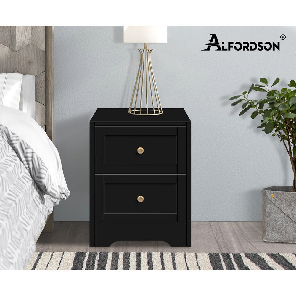 ALFORDSON Bedside Table Hamptons Nightstand Storage Side End Cabinet Black
