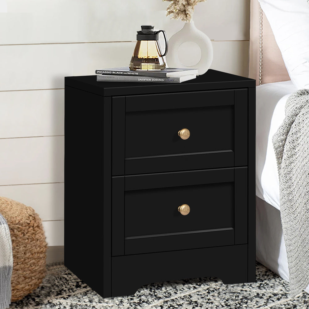 ALFORDSON Bedside Table Hamptons Nightstand Storage Side End Cabinet Black