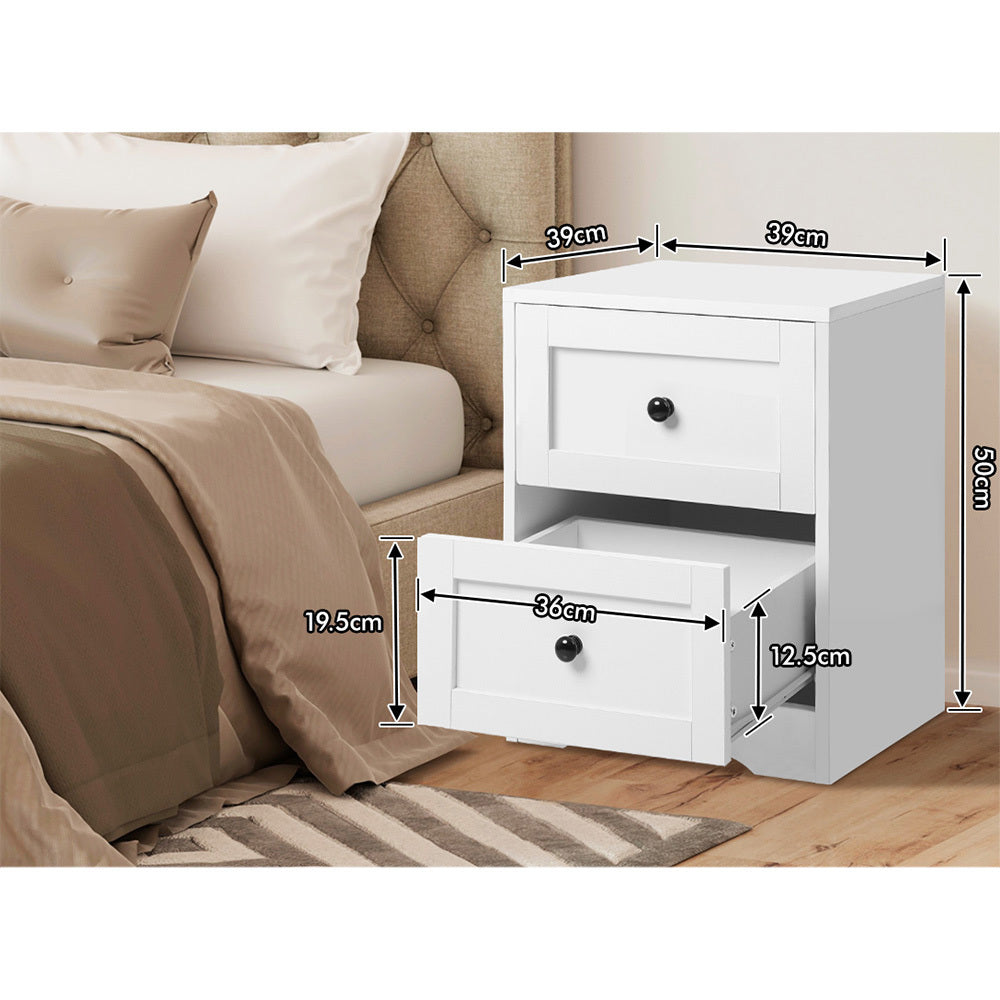 ALFORDSON Bedside Table Hamptons Nightstand Storage Side End Cabinet White
