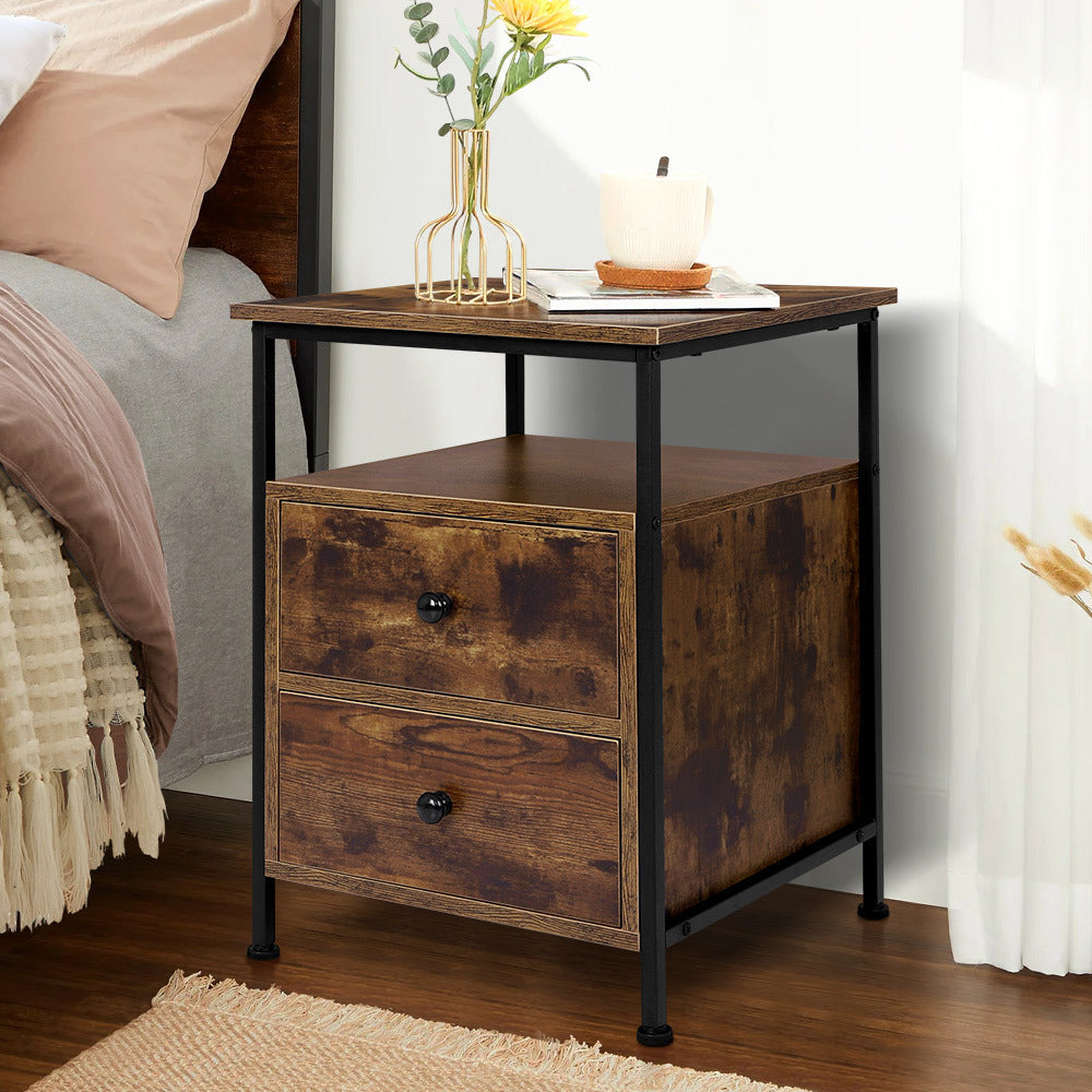 ALFORDSON Bedside Table - Jada Open Shelf Retro Nightstand (Dark Oak)