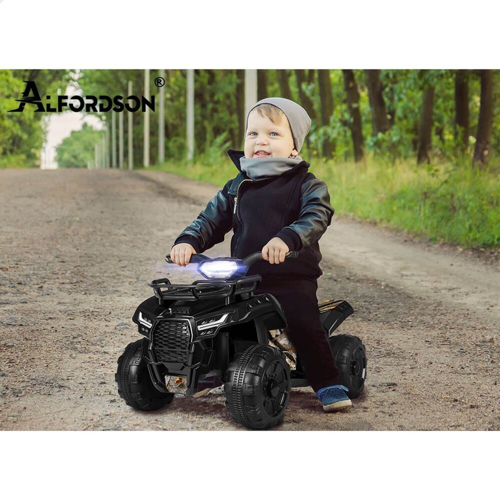 ALFORDSON Kids Ride On Car Electric ATV Toy With LED Lights Black