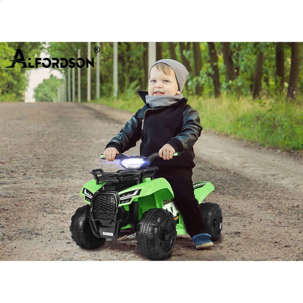 ALFORDSON Kids Ride On Car Electric ATV Toy With LED Lights Green