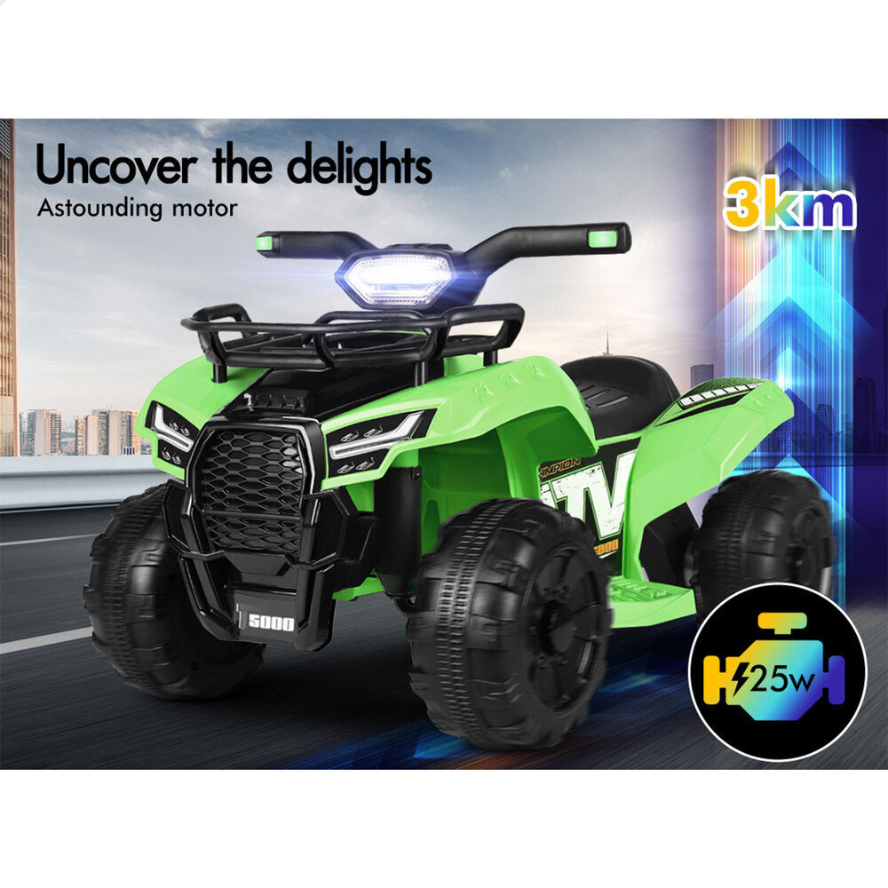 ALFORDSON Kids Ride On Car Electric ATV Toy With LED Lights Green