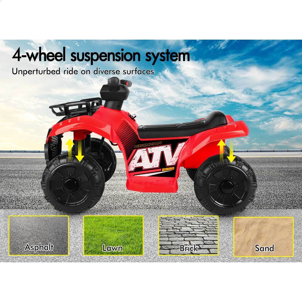 ALFORDSON Kids Ride On Car Electric ATV Toy 25W Motor W/ USB MP3 LED Lights Red