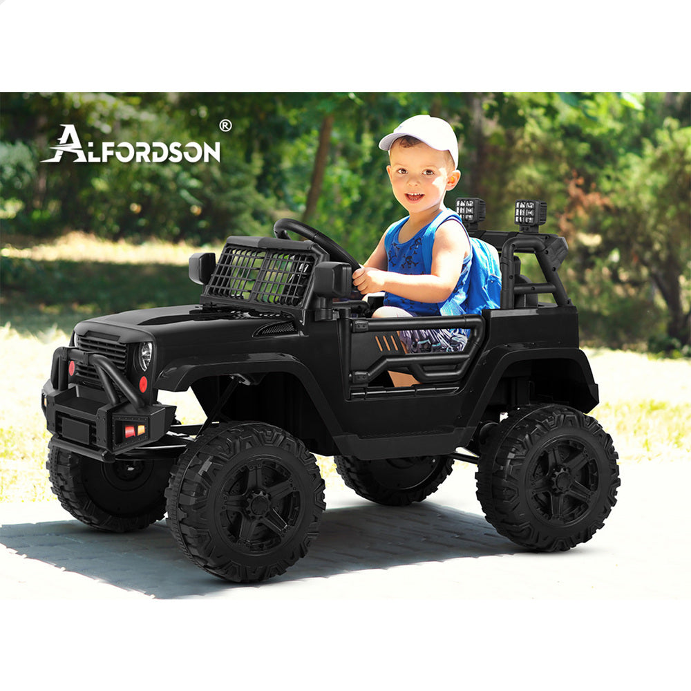 ALFORDSON Kids Ride On Car Toy Jeep Electric 12V 70W Motors R/C LED Lights Black