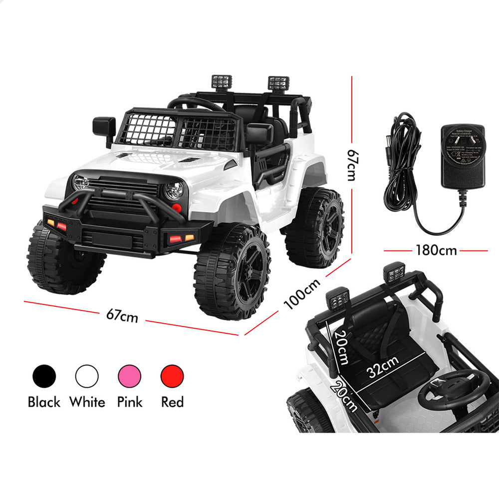 ALFORDSON Kids Ride On Car Toy Jeep Electric 12V 70W Motors R/C LED Lights White