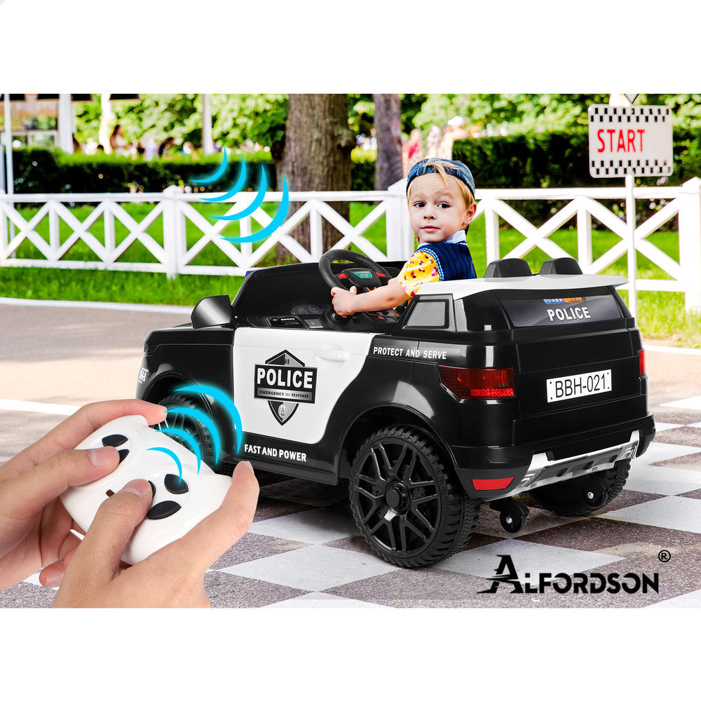 ALFORDSON Kids Police Ride On Car 12V Electric Toy Patrol Remote Control Black