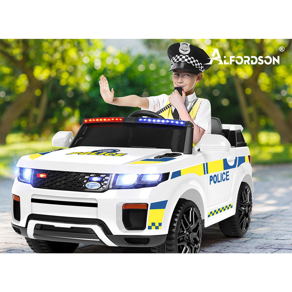 ALFORDSON Kids Police Ride On Car 12V Electric Toy Patrol Remote Control White