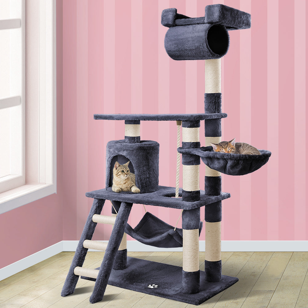 BEASTIE Cat Tree with Hammock Scratching Post Grey 140cm