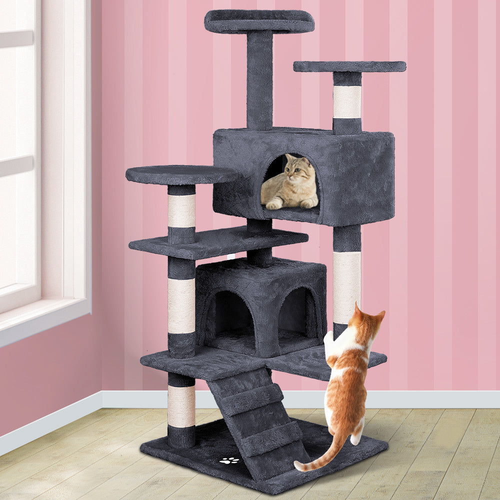 BEASTIE Cat Tree Scratching Post with House Grey 132cm