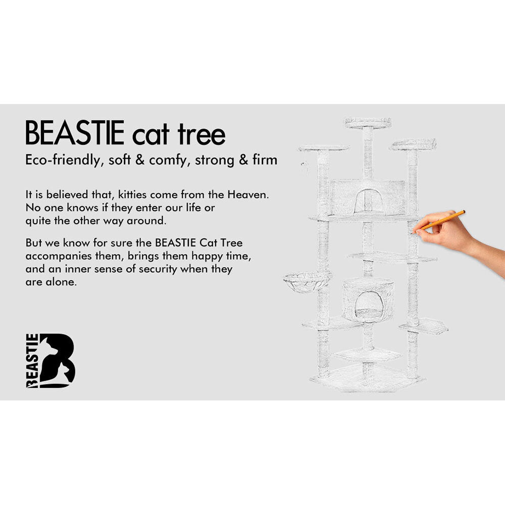 BEASTIE Cat Tree Scratching Post with Anti-tip Kit - Beige 202cm