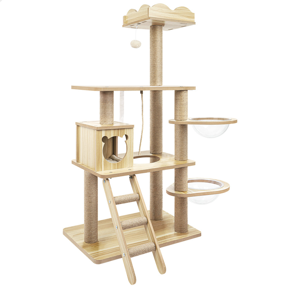 BEASTIE Cat Tree Tower Scratching Post Wood Scratcher Condo House Bed 141cm
