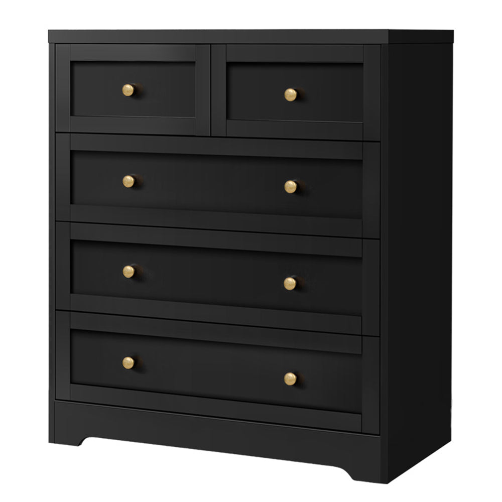 ALFORDSON 5 Chest of Drawers Hamptons Storage Cabinet Dresser Tallboy Black