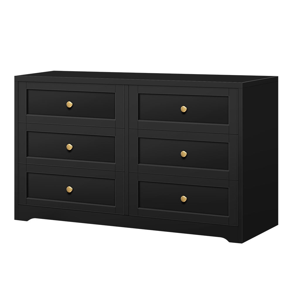 ALFORDSON 6 Chest of Drawers Hamptons Storage Cabinet Dresser Tallboy Black