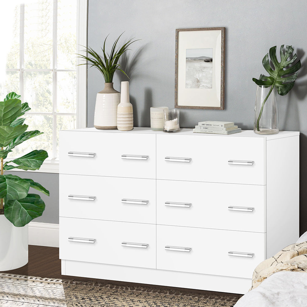 ALFORDSON 6 Chest of Drawers Hamptons Dresser Storage Cabinet Tallboy White