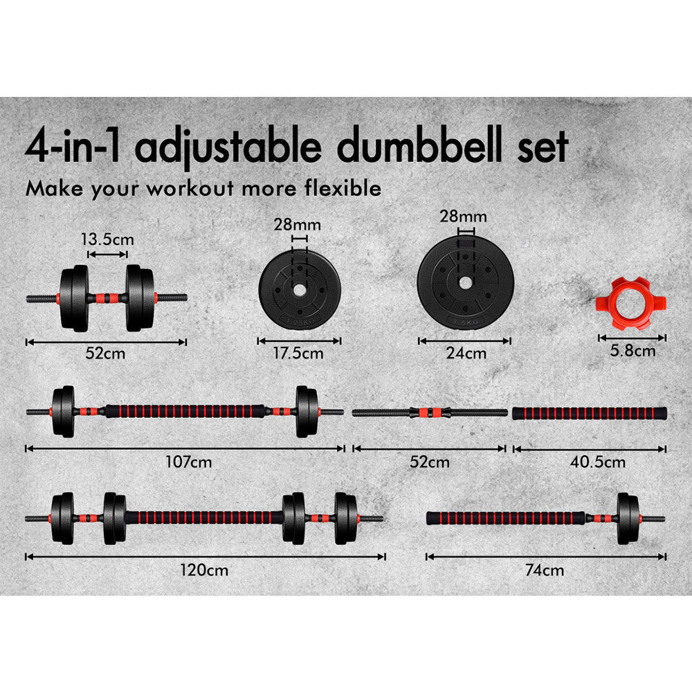 BLACK LORD 20kg 3in1 Adjustable Dumbbell &amp; Barbell Set