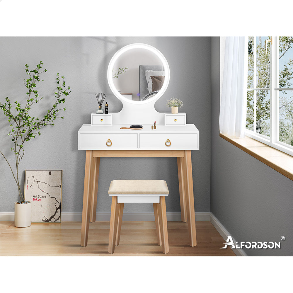 ALFORDSON Dressing Table Stool Set Makeup Mirror Vanity Desk LED Light White